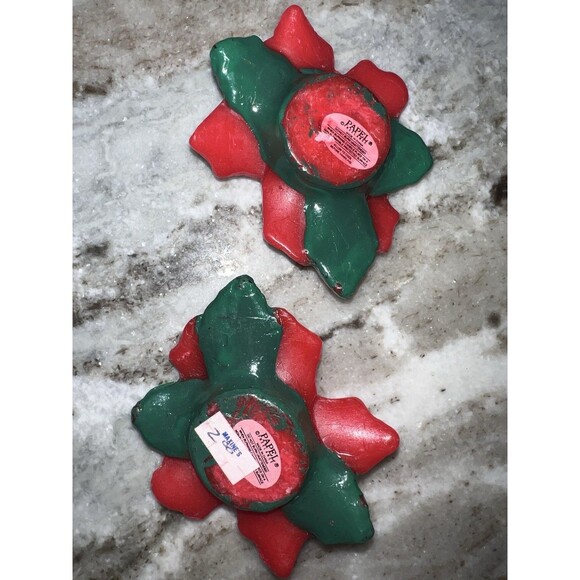 Vintage Christmas Candles Floating Poinsettias Candles 3" Set Of 2 With A Bonus - Picture 2 of 6